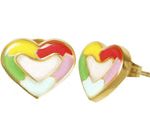 Arete Acero Inoxidable Dorado Corazón Esmaltado Multicolor