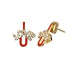 Arete Acero Inoxidable Dorado I Love You Esmaltado Rojo 14x15 mm