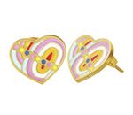 Arete Acero Inoxidable Dorado Corazón Esmaltado Multicolor