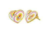 Arete Acero Inoxidable Dorado Corazón Esmaltado Multicolor