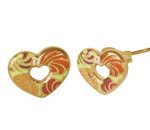 Arete Acero Inoxidable Dorado Corazón Esmaltado Multicolor