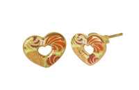 Arete Acero Inoxidable Dorado Corazón Esmaltado Multicolor