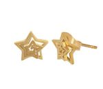 Arete Acero Inoxidable Dorado Lineas Estrella 16 mm