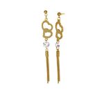 Arete Acero Inoxidable Dorado Contorno Corazones Borla Dorado