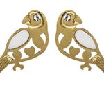 Arete Acero Inoxidable Dorado con Concha Cotorrito 15x7 mm