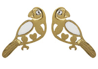 Arete Acero Inoxidable Dorado con Concha Cotorrito 15x7 mm