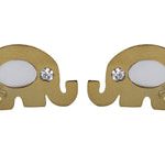 Arete Acero Inoxidable Dorado con Concha Elefante 14x9 mm