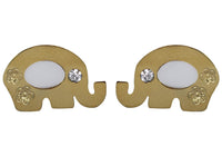 Arete Acero Inoxidable Dorado con Concha Elefante 14x9 mm