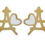 Arete Acero Inoxidable Dorado con Concha Torre Eiffel 14x13 mm