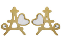 Arete Acero Inoxidable Dorado con Concha Torre Eiffel 14x13 mm