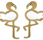 Arete Acero Inoxidable Dorado con Concha Flamingo 14x9 mm