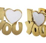 Arete Acero Inoxidable Dorado con Concha I Love You 14x13 mm