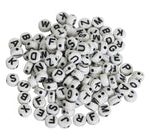 Cuenta Acrílico Luneta Blanco Letra Negro LETRAS MIX 7 mm