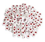 Cuenta Acrílico Luneta Blanco Corazón Rojo 6mm
