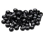 Cuenta Acrílico Luneta Negro Letra Blanco LETRA G 7 mm