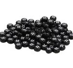 Cuenta Luneta R Círculo Negro Letra Blanco LETRA R 7 mm