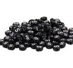 Cuenta Luneta S Círculo Negro Letra Blanco LETRA S 7 mm