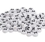 Cuenta Luneta M Círculo Blanco Letra Negro LETRA M 7 mm