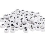 Cuenta Luneta R Circulo Blanco Letra Negro LETRA R 7 mm