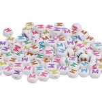 Cuenta Luneta M Círculo Blanco Letra Multicolor LETRA M 7 mm