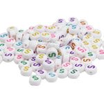 Cuenta Luneta S Círculo Blanco Letra Multicolor LETRA S 7 mm