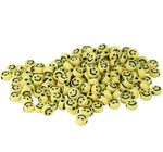 Cuenta Acrílico Luneta Amarillo Carita Feliz Emoji Negro 7 mm