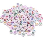 Cuenta Acrílico Luneta Blanco con Figuras Corazón/Estrella/Luna Multicolor