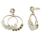 Aretes de Chapa de Oro Circulos con Perlas