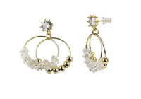 Aretes de Chapa de Oro Circulos con Perlas