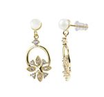 Aretes de Chapa de Oro Flores y Perlas