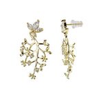 Aretes de Chapa de Oro Ramita con Flores