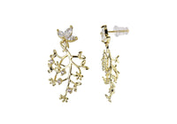 Aretes de Chapa de Oro Ramita con Flores