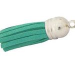 Borla de Gamuza Capuchon Plateado Verde Oscuro 35 mm