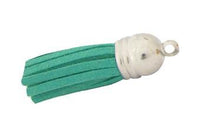 Borla de Gamuza Capuchon Plateado Verde Oscuro 35 mm