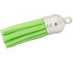 Borla de Gamuza Capuchon Plateado Verde Claro 35 mm