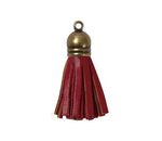 Borla de Imitacion Piel Capuchon Oro Viejo Rojo 35 mm