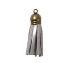 Borla de Imitacion Piel Capuchon Oro Viejo Plata 35 mm