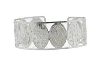 Brazalete Acero Inoxidable Plateado Medalla Milagrosa