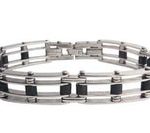 Brazalete Acero Inoxidable con Caucho Negro 089