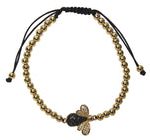 Brazalete Acero Inoxidable Dorado Ajustable con Circonia Abeja Alas Doradas 15x17 mm