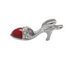 Charm Saga Plateado Zapato Esmaltado Rojo con Cristales 22x12 mm Mini