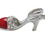 Charm Saga Plateado Zapato Esmaltado Rojo con Cristales 22x12 mm