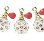 Dije Saga Dorado Perfume Esmaltado Blanco y Cristales Multicolor 12x17 mm