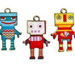 Dije Saga Oro Viejo Robot Rojo Amarillo Azul 14x20 mm