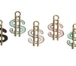 Dije Saga Dorado Simbolo de Dinero Esmaltado Verde Rosa Blanco Negro Celeste 12x15 mm