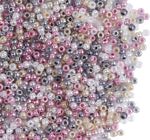 Abalorio Chaquira Calibrada 11.0 color Morado / Beige / Gris / Blanco