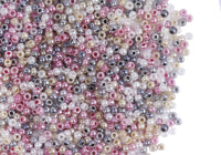 Abalorio Chaquira Calibrada 11.0 color Morado / Beige / Gris / Blanco