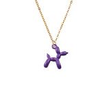 Collar Acero Inoxidable Dorado con Dije Esmaltado Perrito Globo Morado