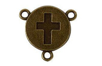 Y para Rosario Pewter Redondo con Cruz Oro Viejo 14 mm