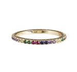 Frau Elegance Anillo Delgado Chapa de Oro con Circonia Rainbow M5